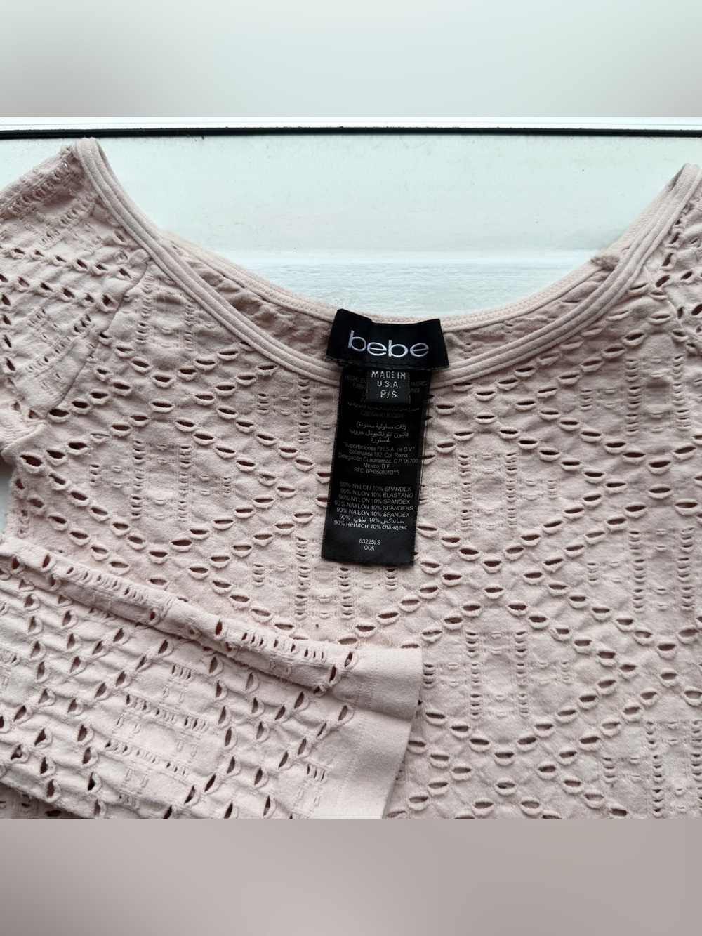 bebe Y2K Blush Body Fit Openwork Top